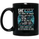 Guardian Angel Coffee Mug She Is In Every Beat Of My Heart She Is My Grandma And Angel Wings 11oz - 15oz Black Mug