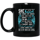Guardian Angel Coffee Mug She Is In Every Beat Of My Heart She Is My Mom And Angel Wings 11oz - 15oz Black Mug