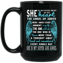 Guardian Angel Coffee Mug She Is In Every Beat Of My Heart She Is My Sister And Angel Wings 11oz - 15oz Black Mug