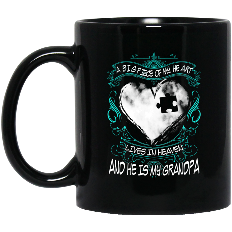 Guardian Angels_11oz - Guardian Angel Coffee Mug A Big Piece Of My Heart Lives In Heaven And He Is My Grandpa 11oz - 15oz Black Mug15oz Black Mug