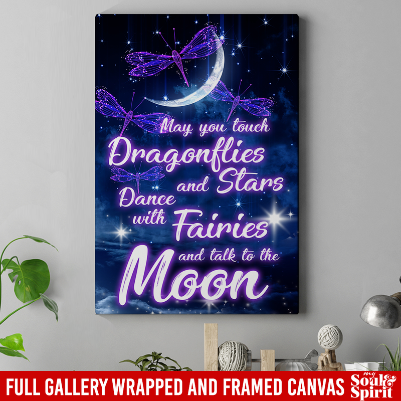 Guardian Angels Canvas - Sparkly Dragonflies Stars Fairies And The Moon Canvas For Home Decor Guardian Angels - CANPO75 - CustomCat