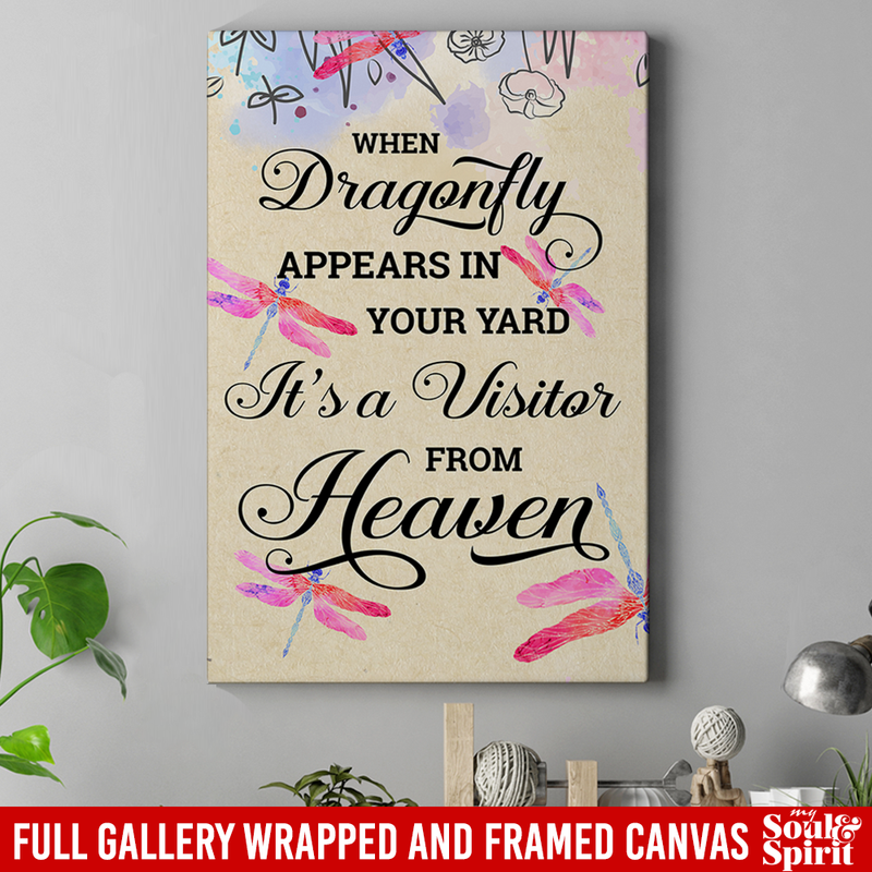 Guardian Angels Dragonfly Canvas - Beautiful Dragonfly Visitor From Heaven Canvas Wall Art Decor Dragonfly - CANPO75 - CustomCat