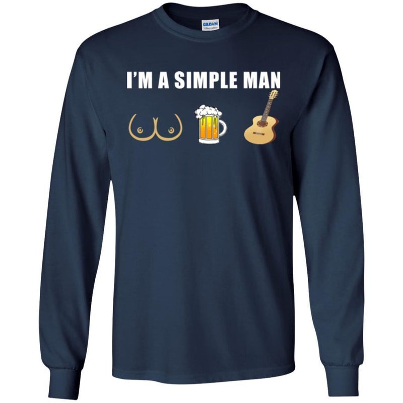 Guitar Bass T-Shirt  Funny Trucker I'm A Simple Man Tees For Guitar Lovers Tee Shirt CustomCat