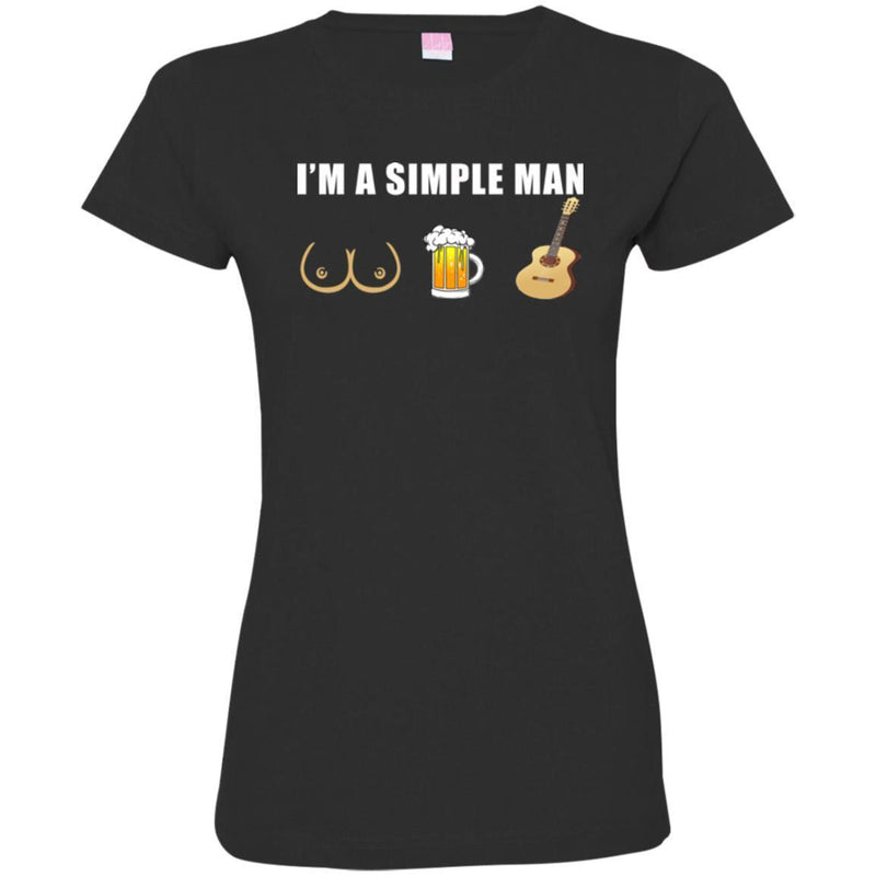 Guitar Bass T-Shirt  Funny Trucker I'm A Simple Man Tees For Guitar Lovers Tee Shirt CustomCat