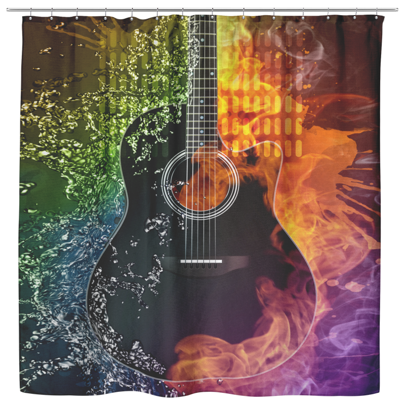Guitar Shower Curtains Incredible Classic Guitar For Bathroom Decor