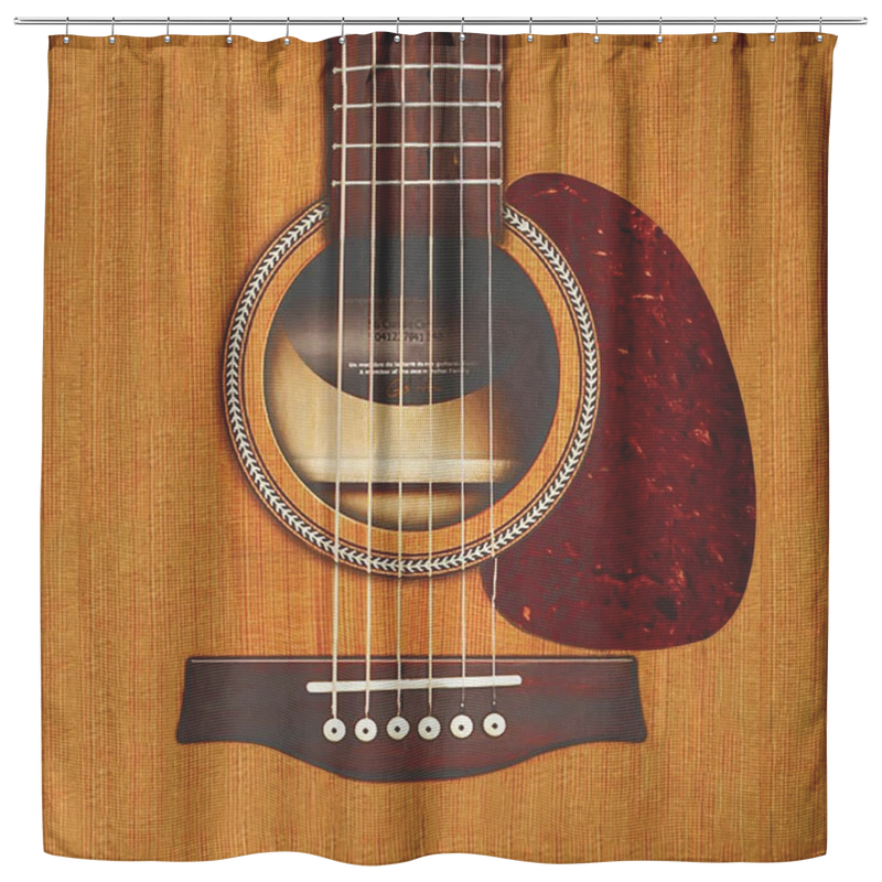 Guitar Shower Curtains Wooden Guitar For Bathroom Decor