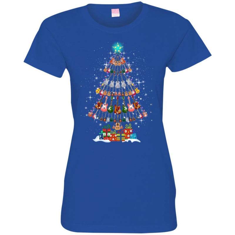 Guitar T-Shirt Christmas Tree Guitar Hot Trend Lovers Tee Shirt CustomCat