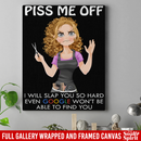 Hairstylist Canvas - Angry Hairdresser Piss Me Off I Will Slap You So Hard Canvas Wall Art Decor