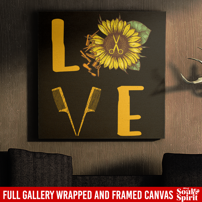 Hairstylist Canvas - Love Hairstylist Sunflower Canvas Wall Art Decor