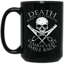 Hairstylist Coffee Mug Death Smiles At Everyone Hairstylists Smile Back Skull Hairstylist 11oz - 15oz Black Mug