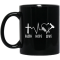 Hairstylist Coffee Mug Faith Hope & Love Christian Believe In God For Female Gift 11oz - 15oz Black Mug