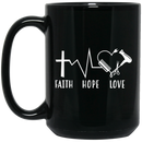 Hairstylist Coffee Mug Faith Hope & Love Christian Believe In God For Female Gift 11oz - 15oz Black Mug
