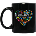 Hairstylist Coffee Mug Hairaholic A Heart Is Made Of Hairdressing Tools For Funny Gift 11oz - 15oz Black Mug