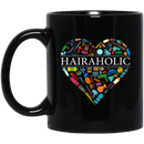 Hairstylist Coffee Mug Hairaholic A Heart Is Made Of Hairdressing Tools For Funny Gift 11oz - 15oz Black Mug