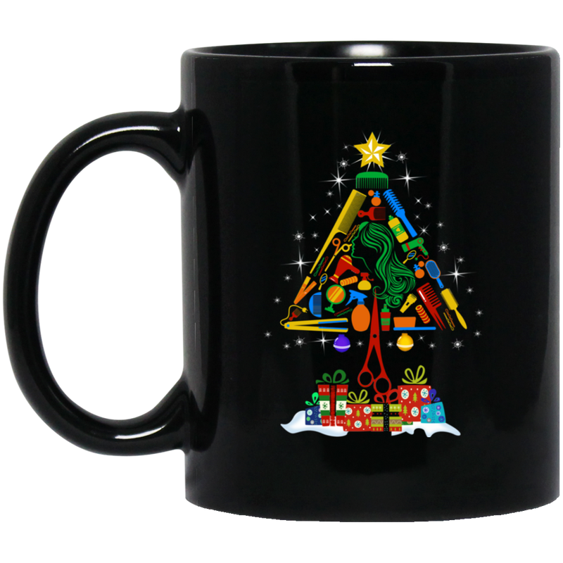 Hairstylist Coffee Mug Hairdressing Tools With Christmas Tree Shape For Christmas Gift 11oz - 15oz Black Mug