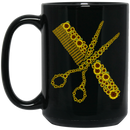 Hairstylist Coffee Mug Hairstylist Tools Sunflowers 11oz - 15oz Black Mug