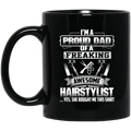Hairstylist Coffee Mug I'm A Proud Dad Of A Freaking Awesome Hairstylist 11oz - 15oz Black Mug