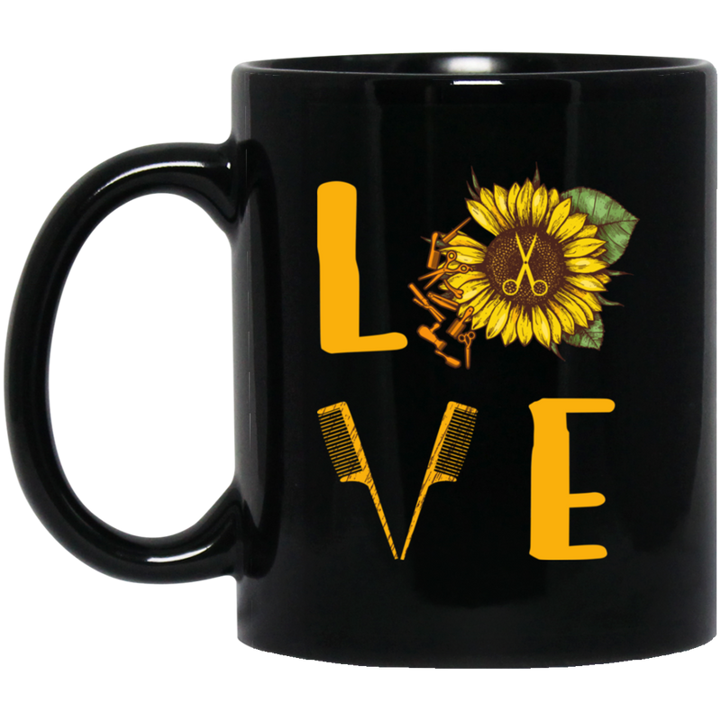 Hairstylist Coffee Mug Love Hairstylist Sunflower 11oz - 15oz Black Mug