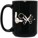 Hairstylist Coffee Mug Vintage Love Hairstylist Flowers 11oz - 15oz Black Mug
