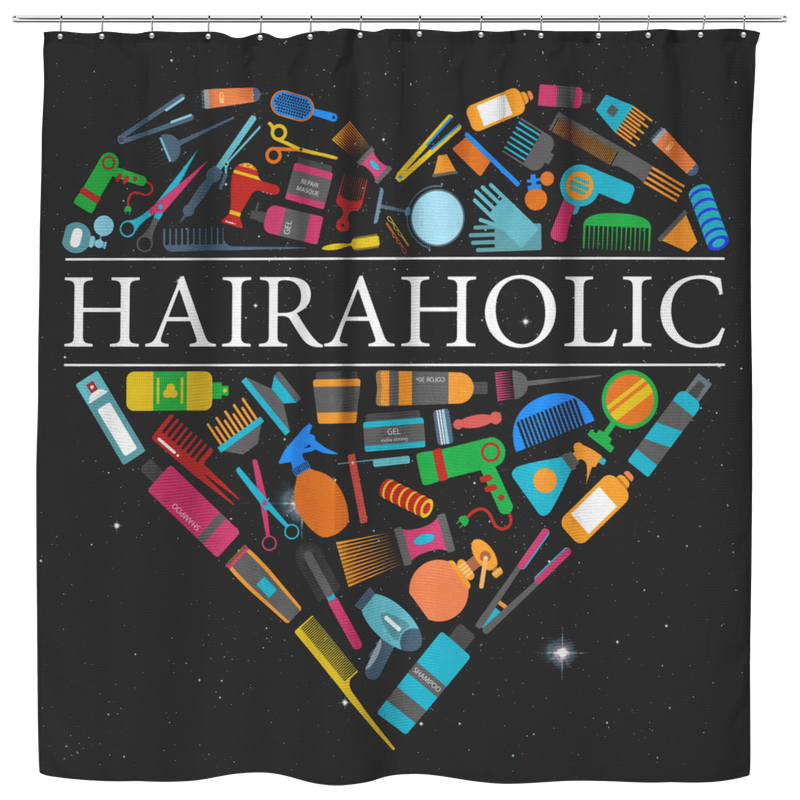 Hairstylist Shower Curtains Hairaholic A Heart Is Made Of Hairdressing Tools For Bathroom Decor