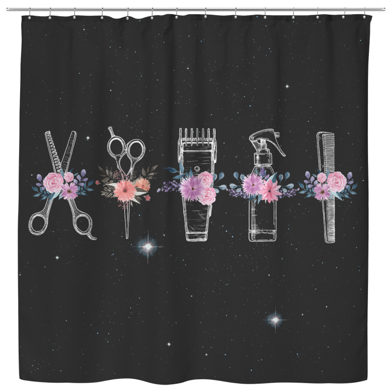 Hairstylist Shower Curtains Hairstylist Tools Flowers For Bathroom Decor