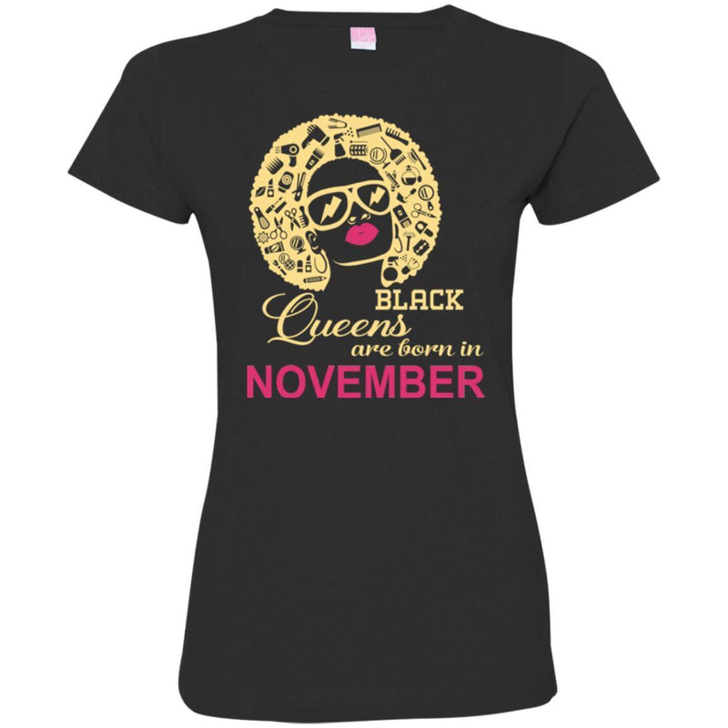 Hairstylist T-Shirt Black Queens  Hairstylist Are Born In November for Birthday Tee Gifts Tee Shirt CustomCat