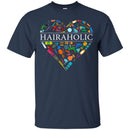 Hairstylist T-Shirt Hairaholic A Heart Is Made Of Hairdressing Tools For Funny Gift Tee Shirt CustomCat
