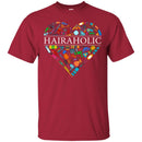 Hairstylist T-Shirt Hairaholic A Heart Is Made Of Hairdressing Tools For Funny Gift Tee Shirt CustomCat