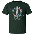 Hairstylist T-Shirt Hairdresser Scissors Flower Butterfly Funny Gift Tees Shirts CustomCat