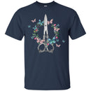 Hairstylist T-Shirt Hairdresser Scissors Flower Butterfly Funny Gift Tees Shirts CustomCat