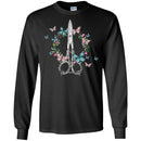Hairstylist T-Shirt Hairdresser Scissors Flower Butterfly Funny Gift Tees Shirts CustomCat