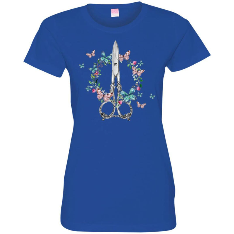 Hairstylist T-Shirt Hairdresser Scissors Flower Butterfly Funny Gift Tees Shirts CustomCat