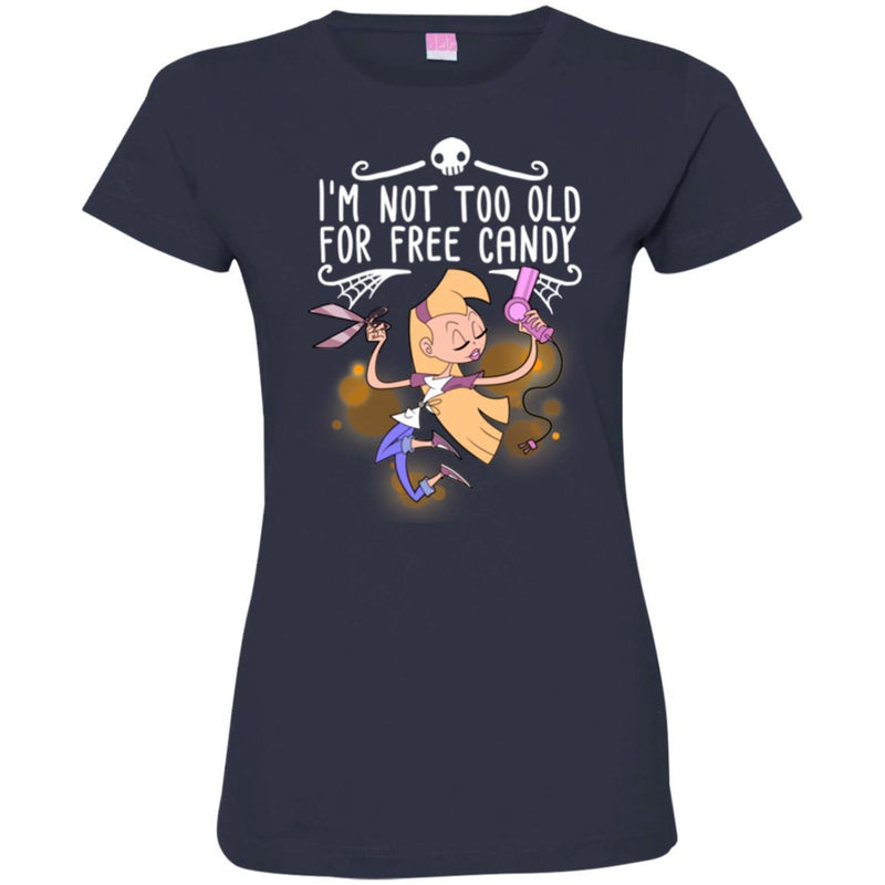 Hairstylist T-Shirt Hairdressing Tools I'm Not Too Old For Free Candy For Halloween Gift Tee Shirt CustomCat