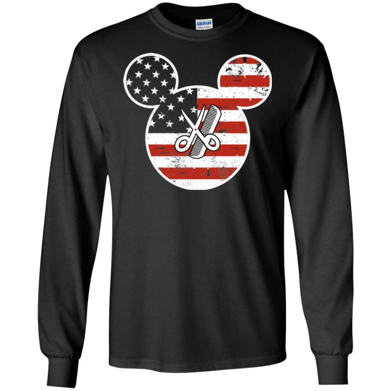 Hairstylist T-Shirt Hairdressing Tools In The American Flag With Mouse Shape Tee Gifs Tee Shirt CustomCat