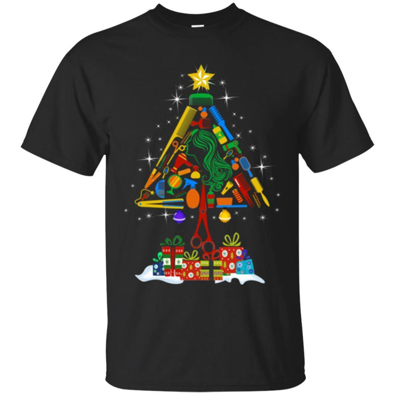 Hairstylist T-Shirt Hairdressing Tools With Christmas Tree Shape For Christmas Gift Tee Shirt CustomCat