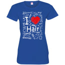 Hairstylist T-Shirt I Love Hair With Scissors Comb & Hairdressing Tools Pattern Tee Gift Tee Shirt CustomCat