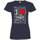 Hairstylist T-Shirt I Love Hair With Scissors Comb & Hairdressing Tools Pattern Tee Gift Tee Shirt CustomCat