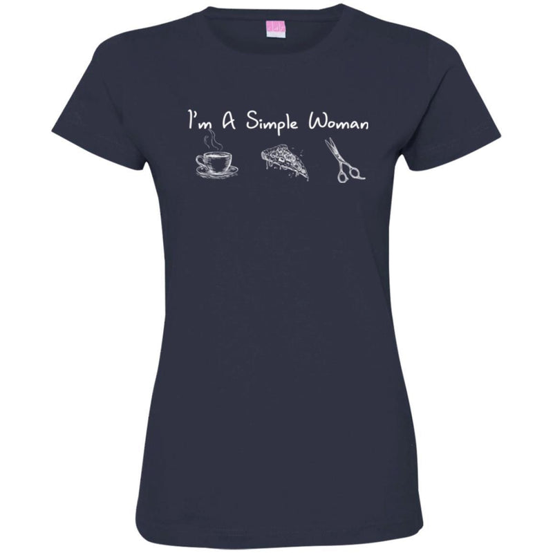 Hairstylist T-Shirt I'm A Simple Woman Who Just Need Coffee Pizza & Scissors For Female Tee Shirt CustomCat