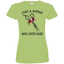 Hairstylist T-Shirt Just A Woman Who Loves Hair Flowers Shirts CustomCat