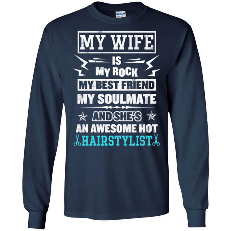 Hairstylist T-Shirt My Wife Is Awesome Hot Hairstylist Gifts For Wife Tee Shirt CustomCat