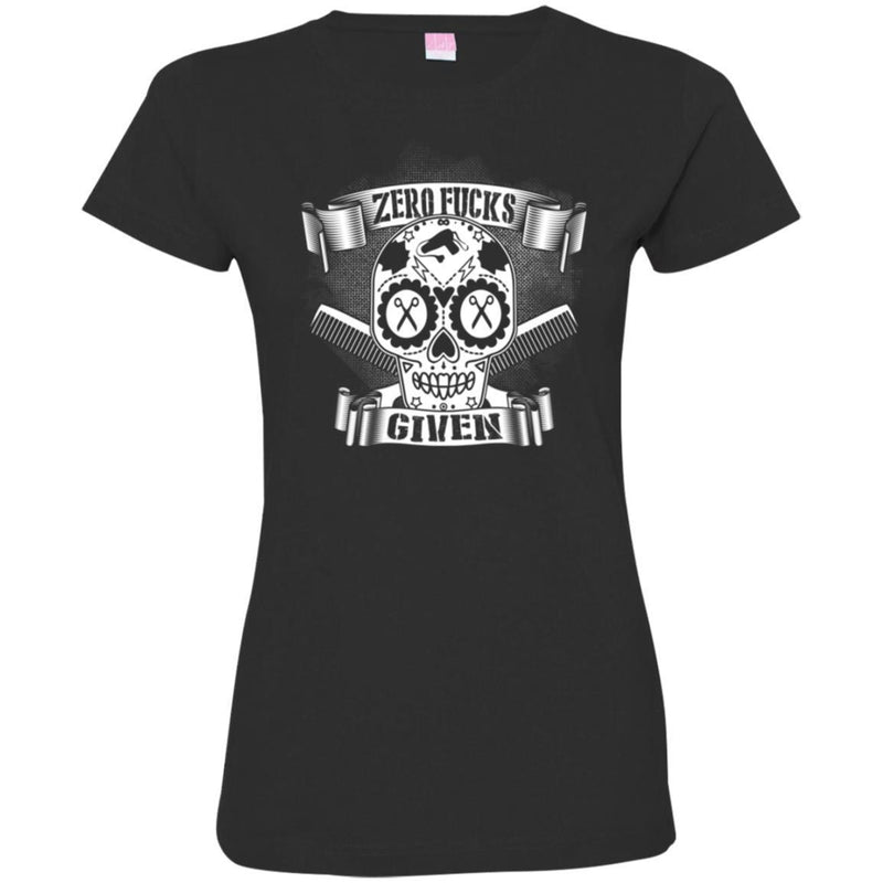 Hairstylist T-Shirt Zero Fuck Given Skull Hairstylist For Halloween Gifts Tee Shirt CustomCat
