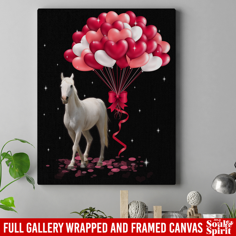 Horse Canvas - Horse Valentine Heart Balloons Canvas Wall Art Decor Horses - CANPO75 - CustomCat