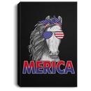 Horse Canvas - Merica Horse Glasses Ribbon American Flag Horse Canvas Wall Art Decor Horses - CANPO75 - CustomCat