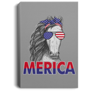 Horse Canvas - Merica Horse Glasses Ribbon American Flag Horse Canvas Wall Art Decor Horses - CANPO75 - CustomCat