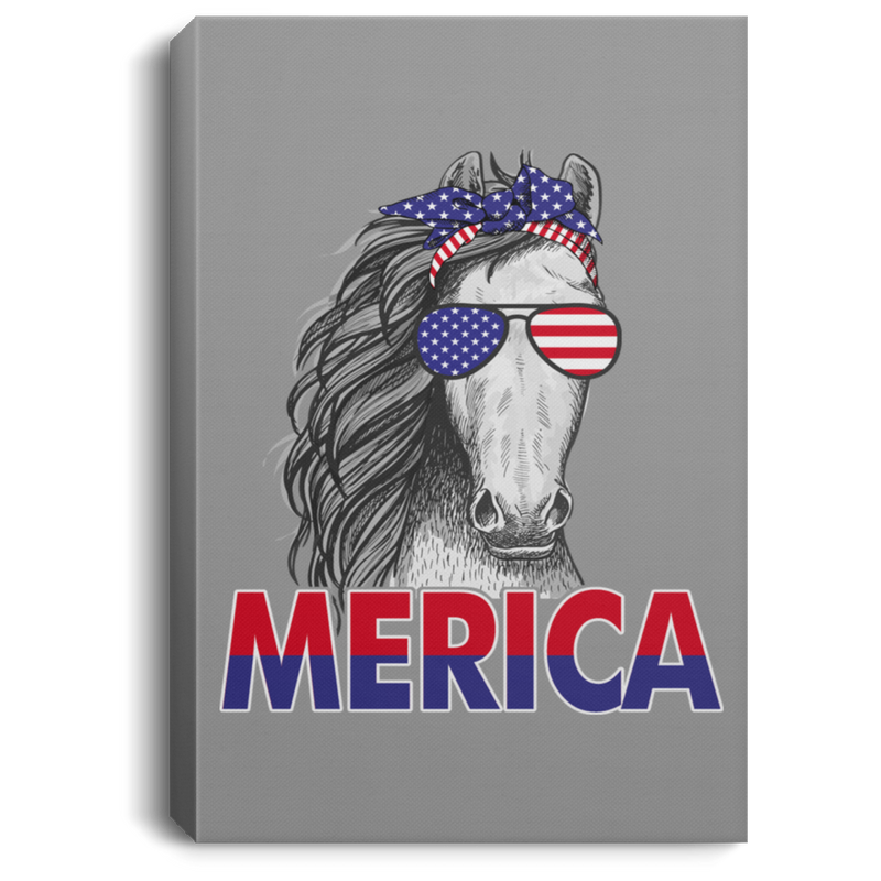 Horse Canvas - Merica Horse Glasses Ribbon American Flag Horse Canvas Wall Art Decor Horses - CANPO75 - CustomCat