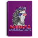Horse Canvas - Merica Horse Glasses Ribbon American Flag Horse Canvas Wall Art Decor Horses - CANPO75 - CustomCat