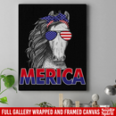 Horse Canvas - Merica Horse Glasses Ribbon American Flag Horse Canvas Wall Art Decor Horses - CANPO75 - CustomCat