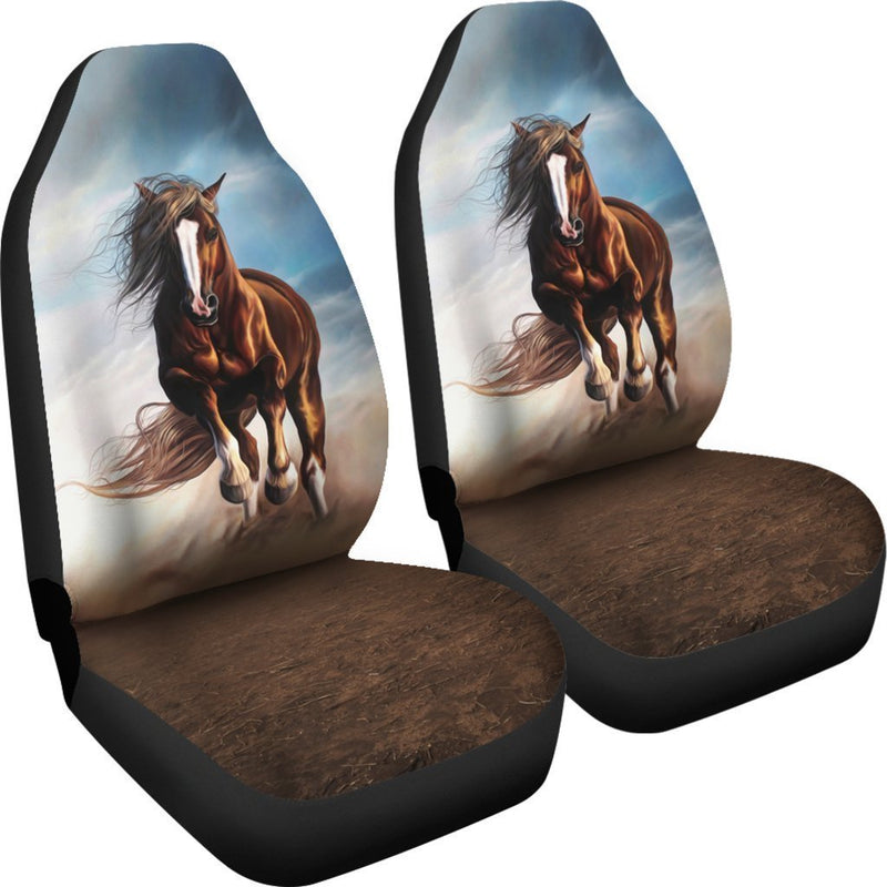 Beautiful Painting Of Horse Riding Car Seat Covers (Set Of 2)