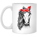 Horse Coffee Mug Beautiful Horses With Her Red Headband For Women Day Gifts 11oz - 15oz White Mug CustomCat