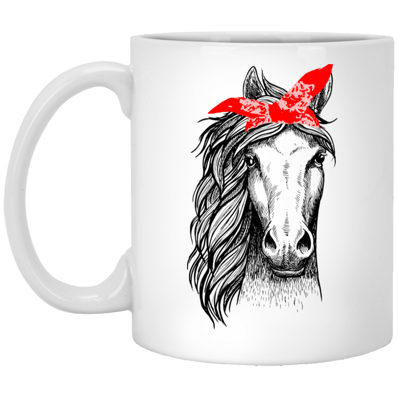 Horse Coffee Mug Beautiful Horses With Her Red Headband For Women Day Gifts 11oz - 15oz White Mug CustomCat
